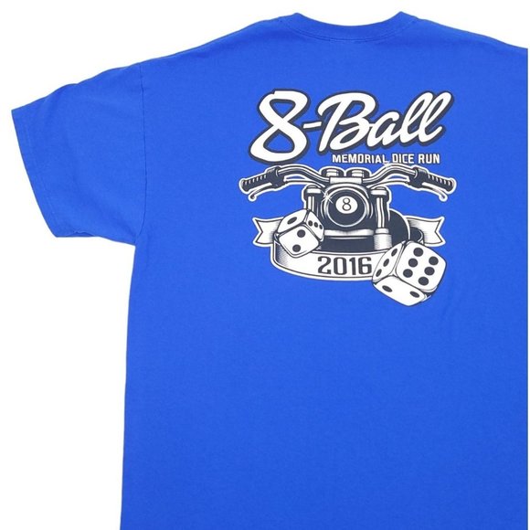 2016 8 Ball Memorial Dice Run T Shirt Size XL Motorcycle Rally Ride Chopper Hog - Picture 5 of 11